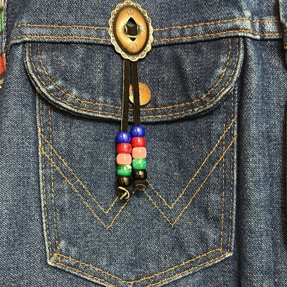 Wrangler | Vintage Western Denim Aztec Serape Concho Native American Jacket 42 - Picture 5 of 17
